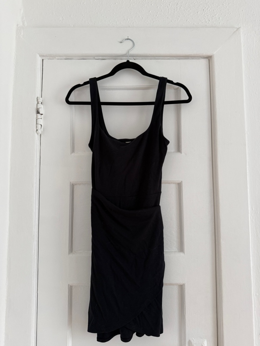 Wilfred Black Scoop-Neck Mini Dress with Wrap Skirt